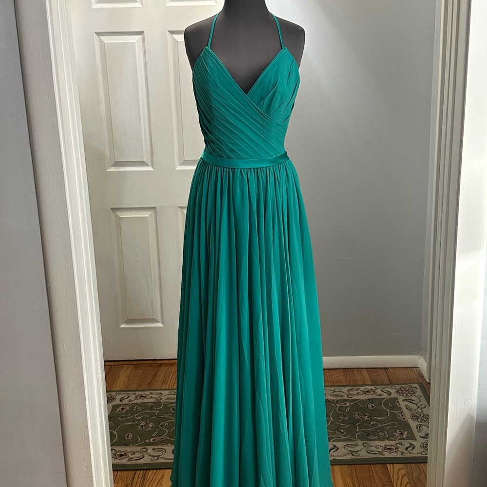 Elegant Teal Halter Dress